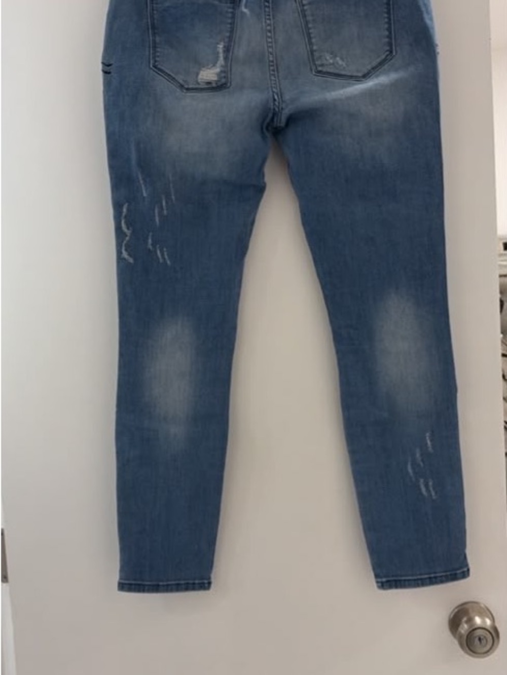 bebe Medium Blue Straight-Leg Jeans with Floral Embroidery - Picture 3 of 4
